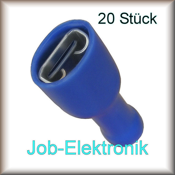 20 St. 6,3 - 0,8mm Flachsteckhülsen Steckverbinder Kabelschuhe blau vollisoliert