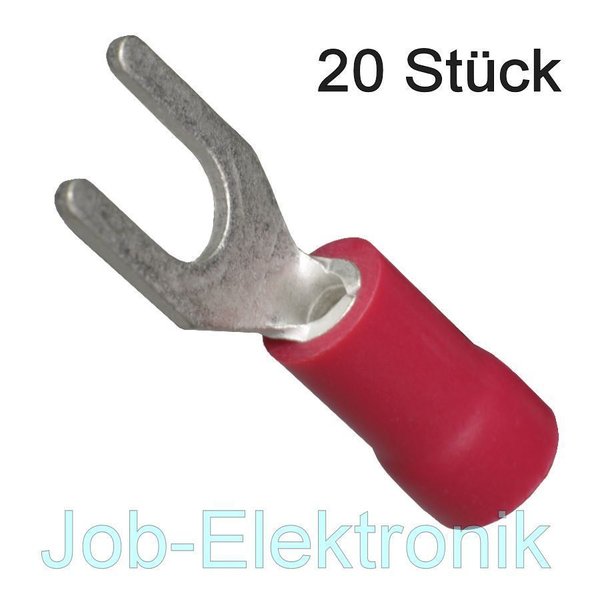 20 St. Gabelkabelschuhe rot 4mm 0,5-1,5mm² Steckverbinder Kabelschuhe isoliert