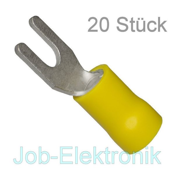 20 St. Gabelkabelschuhe gelb 4mm 4-6mm² Steckverbinder Kabelschuhe isoliert
