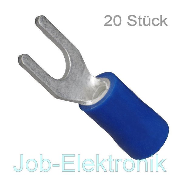 20 St. Gabelkabelschuhe blau 4mm 1,5-2,5mm² Steckverbinder Kabelschuhe isoliert