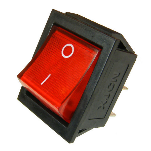 Wippschalter 0-1, 2-polig, beleuchtet rot Netzschalter 230V