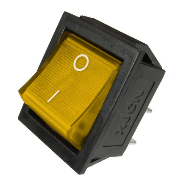 Wippschalter 0-1, 2-polig, beleuchtet gelb Netzschalter 230V
