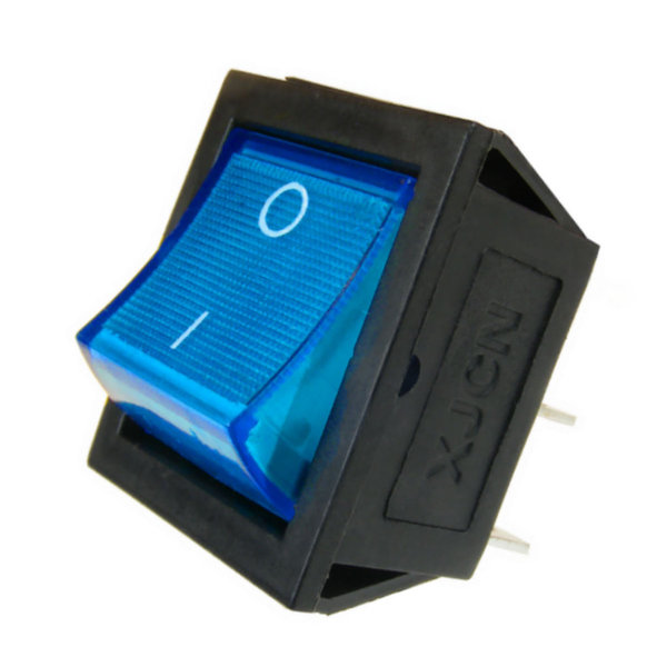 Wippschalter 0-1, 2-polig, beleuchtet blau Netzschalter 230V