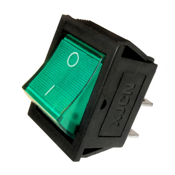 Wippschalter 0-1, 2-polig, beleuchtet grün Netzschalter 230V